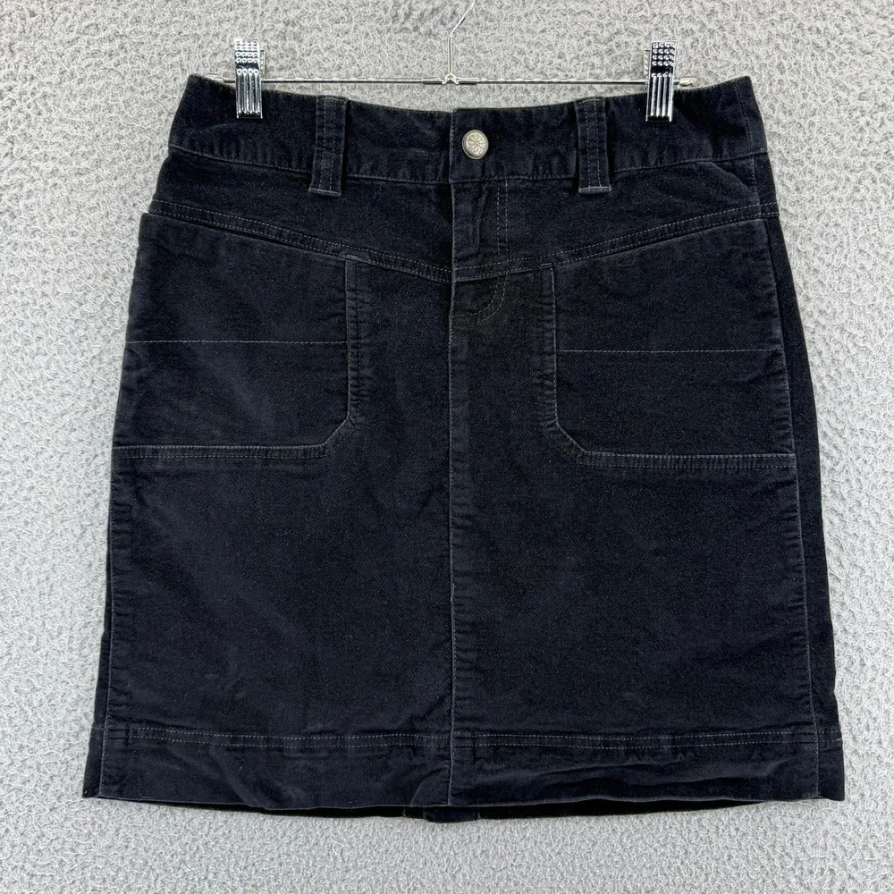 Athleta Black Corduroy Mini Skirt Womens 4 Stretch Utility Pocket Style 720944